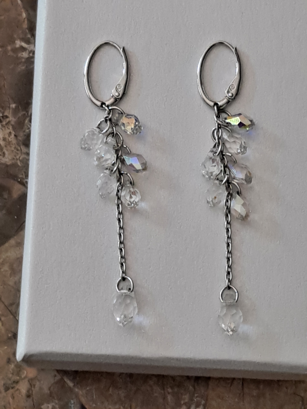 Authentic Swarovski Iridescent Crystal Dangle Earrings.
